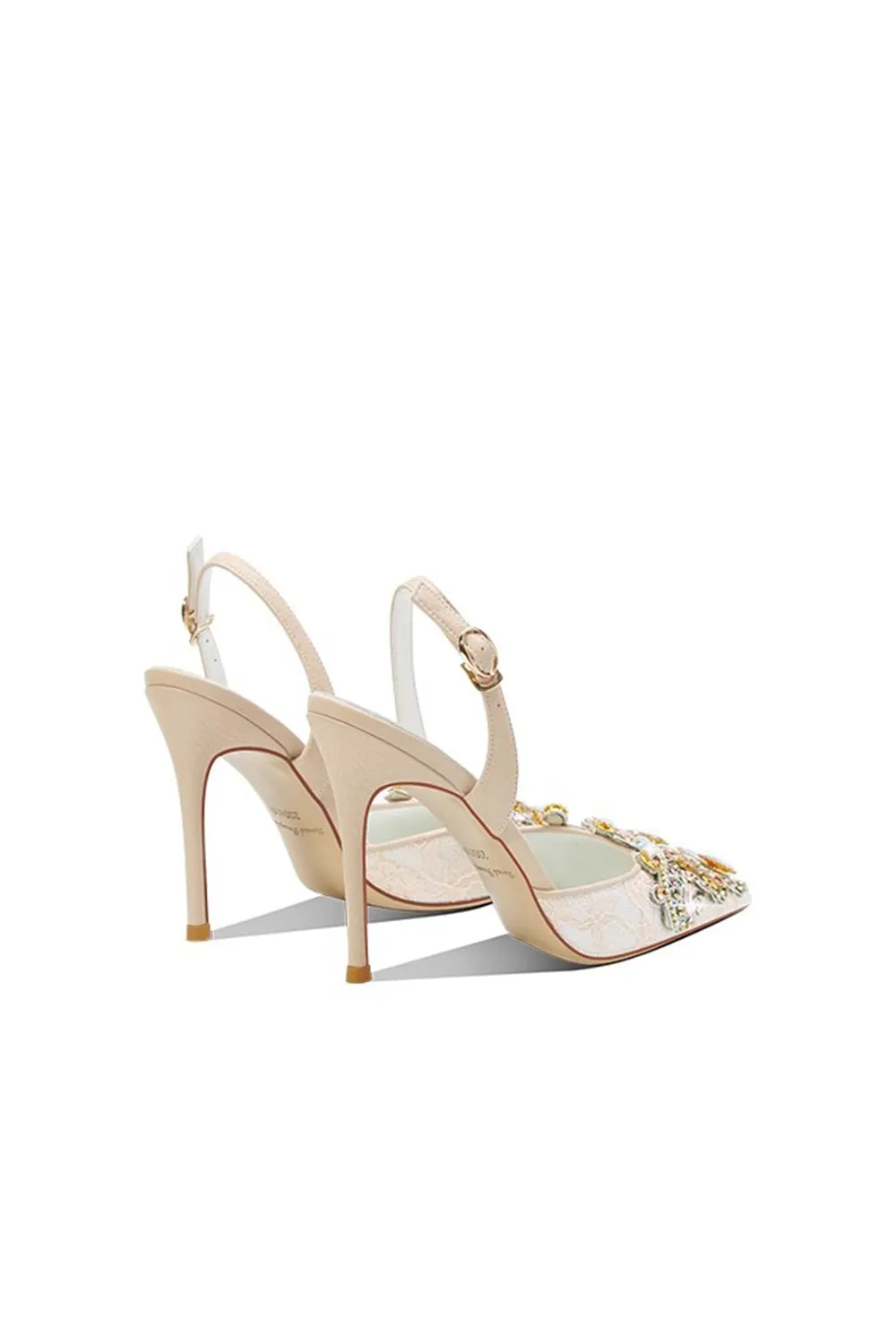 Sparkly Apricot Rhinestones Lace High Heels sold by Zapaka product image thumbnail 2