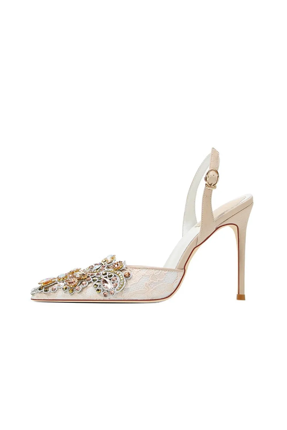 Sparkly Apricot Rhinestones Lace High Heels sold by Zapaka product image thumbnail 4