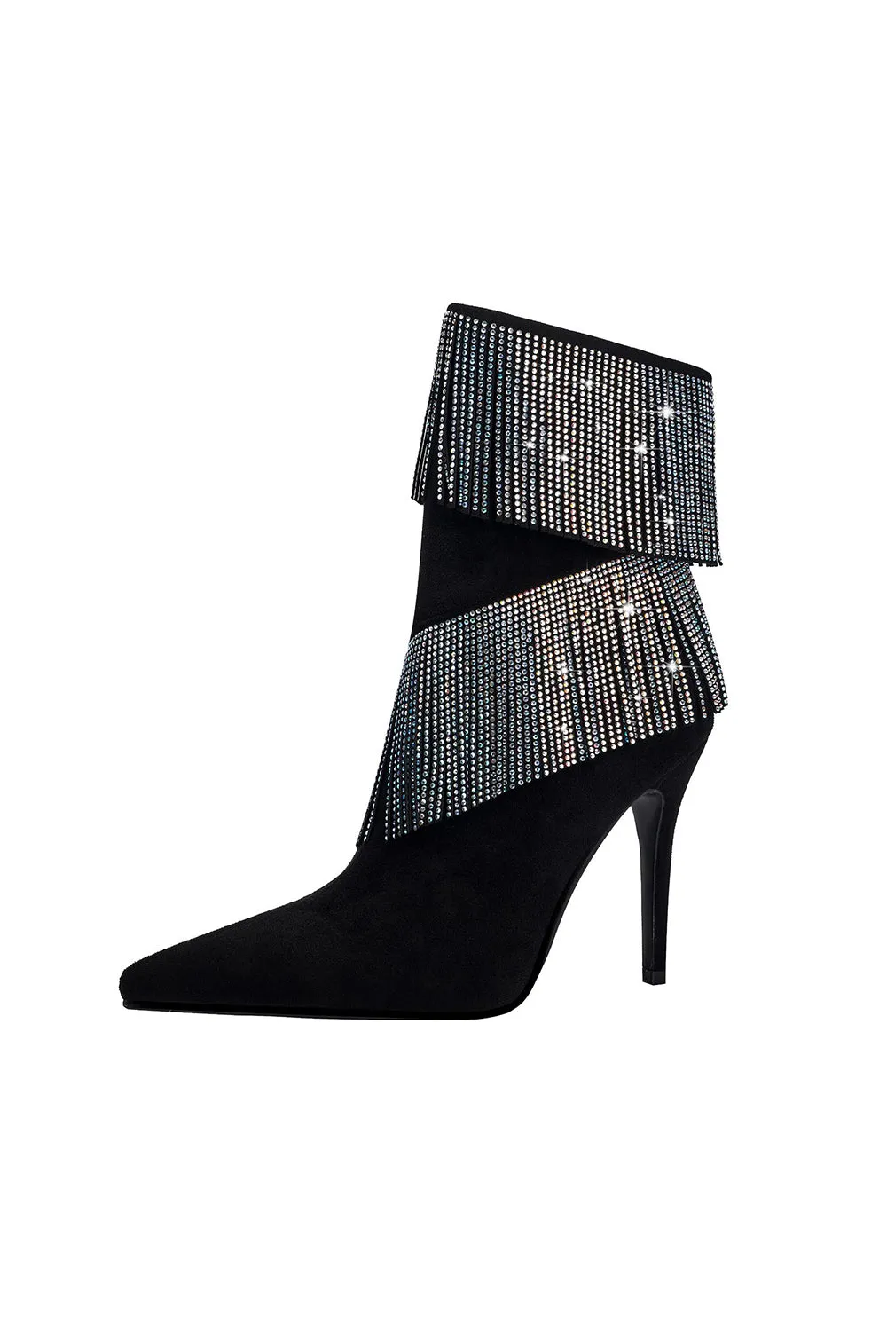 Sparkly Black Beading Ankle Boots with Tassels sold by Zapaka product image thumbnail 4