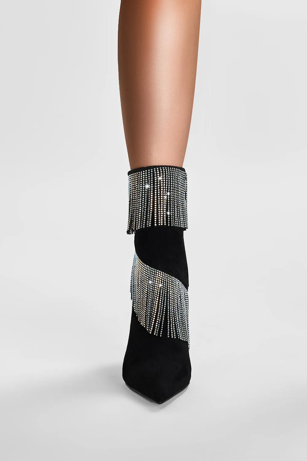 Sparkly Black Beading Ankle Boots with Tassels sold by Zapaka product image thumbnail 5