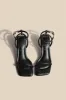 Black PU Leather Ankle Strap High Heel Sandals sold by Zapaka