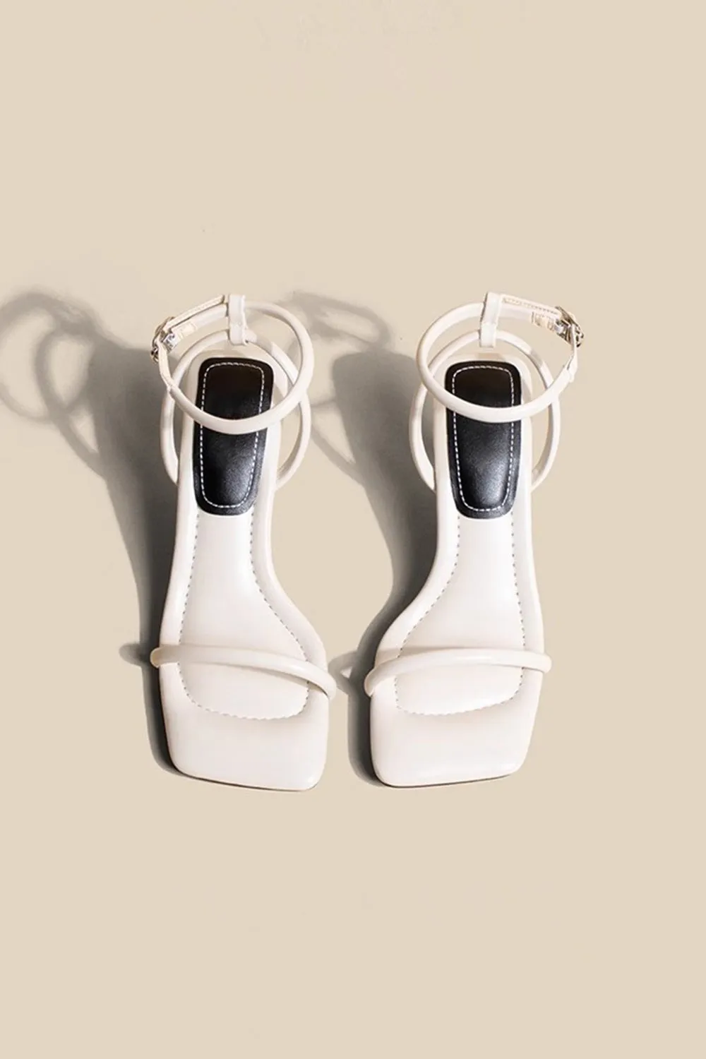 Black PU Leather Ankle Strap High Heel Sandals sold by Zapaka product image thumbnail 2