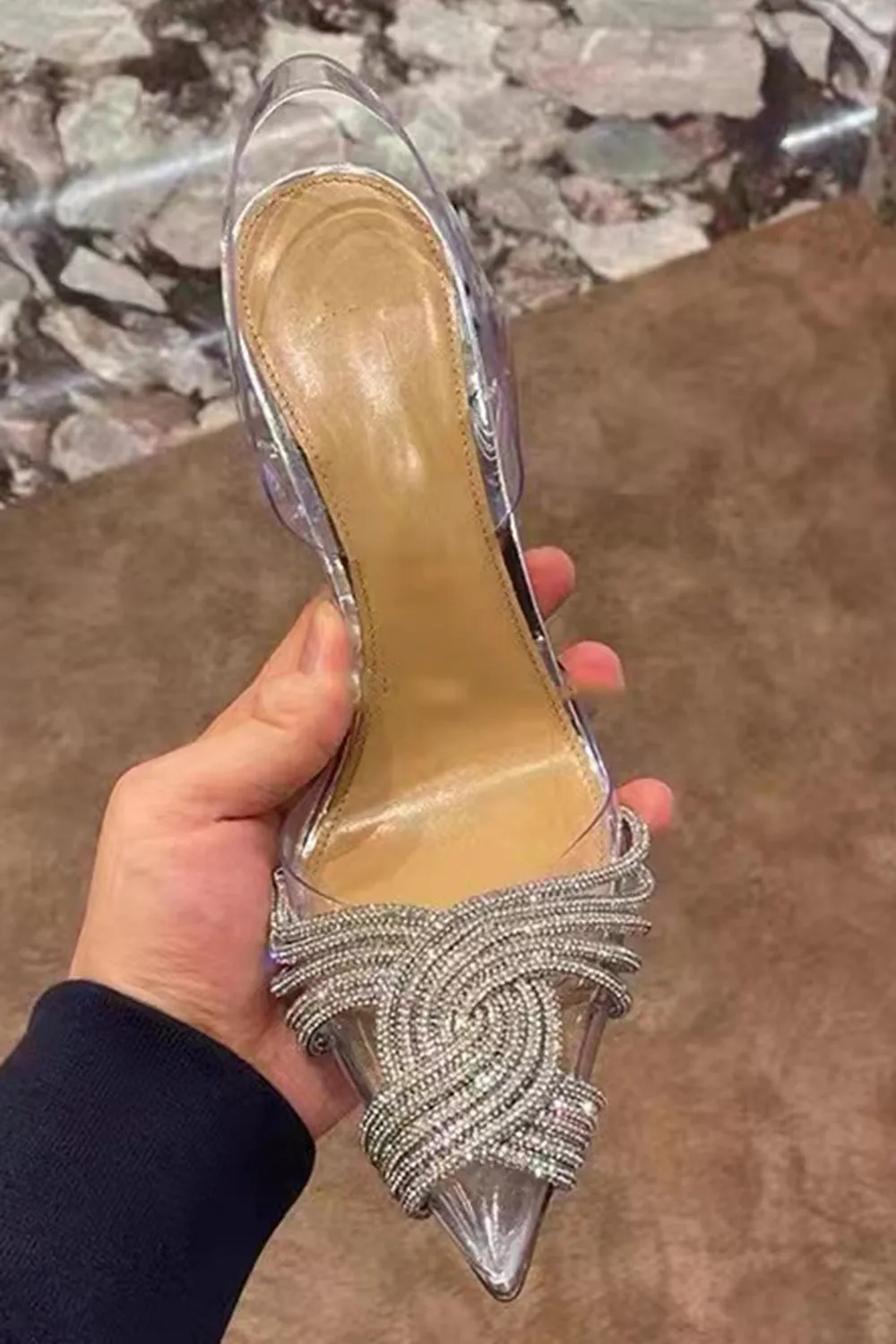 Silver Rhinestone Transparent Strap Stiletto High Heels Sandals sold by Zapaka product image thumbnail 3