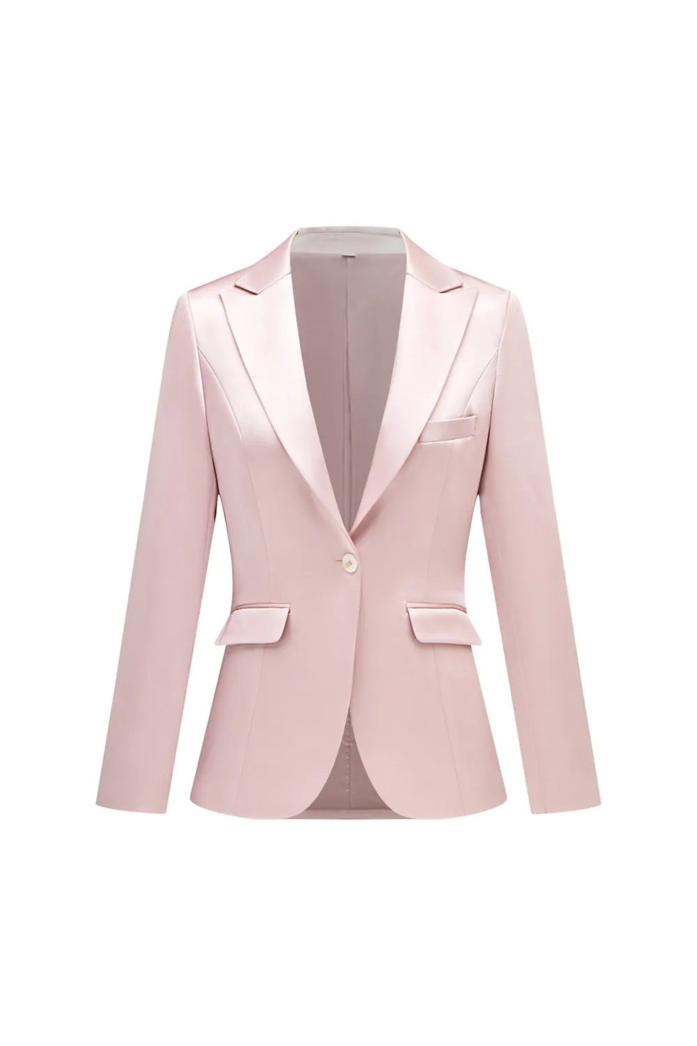 Grey Pink Peak Lapel Satin Slim Fit Women Suits sold by Zapaka product image thumbnail 3