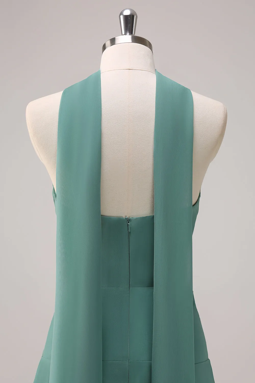 Eucalyptus Strapless Ruffled Bridesmaid Dress with Ribbon sold by Zapaka product image thumbnail 5