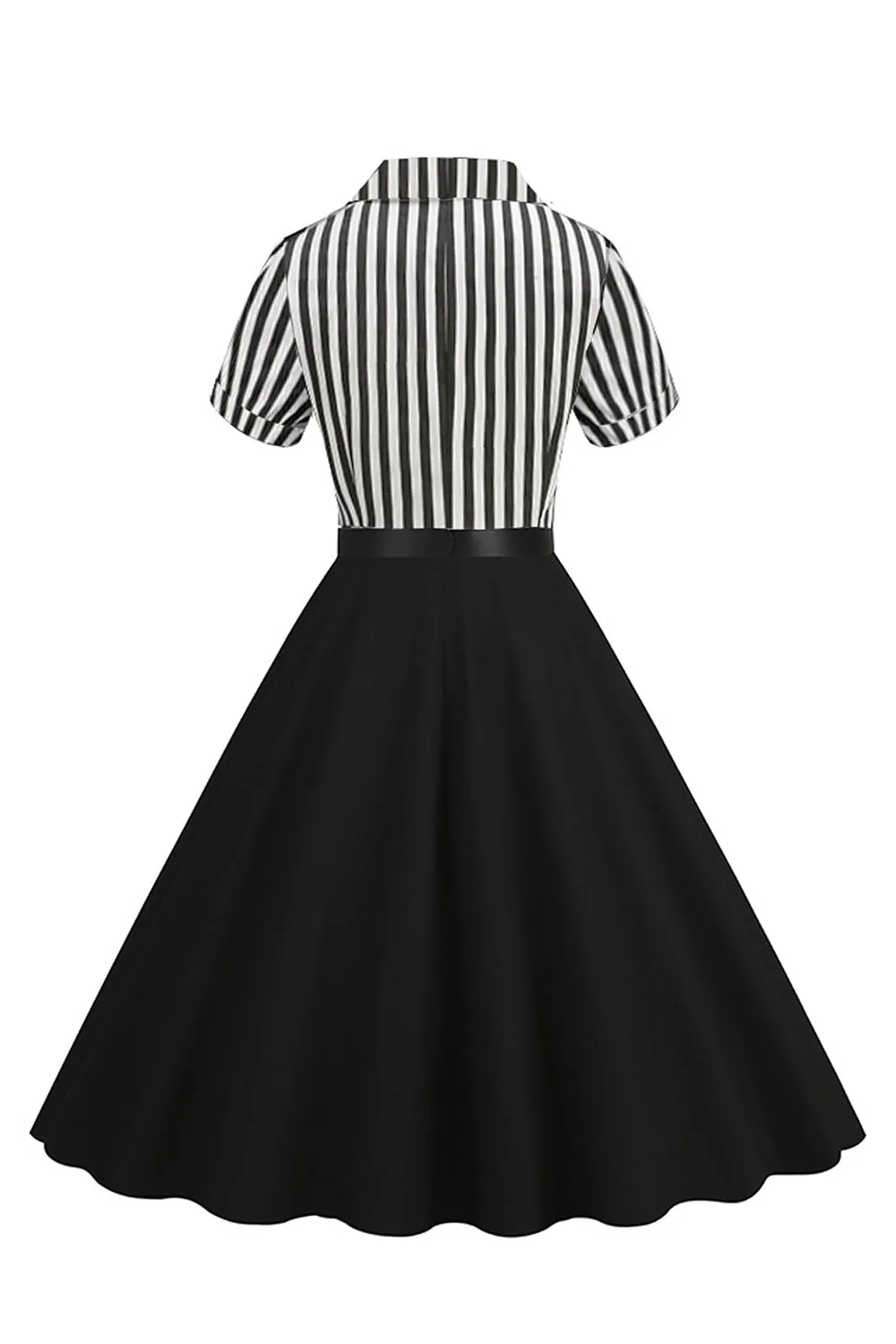 A Line Black Stripe 1950s Dress with Short Sleeves sold by Zapaka product image thumbnail 2