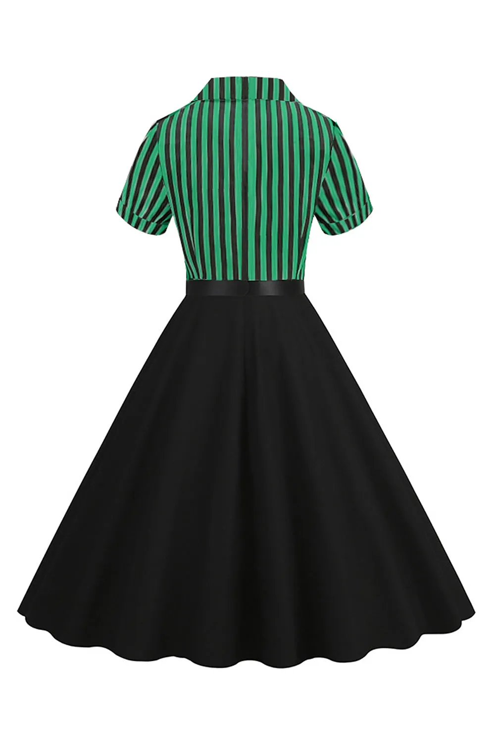 A Line Black Stripe 1950s Dress with Short Sleeves sold by Zapaka product image thumbnail 5