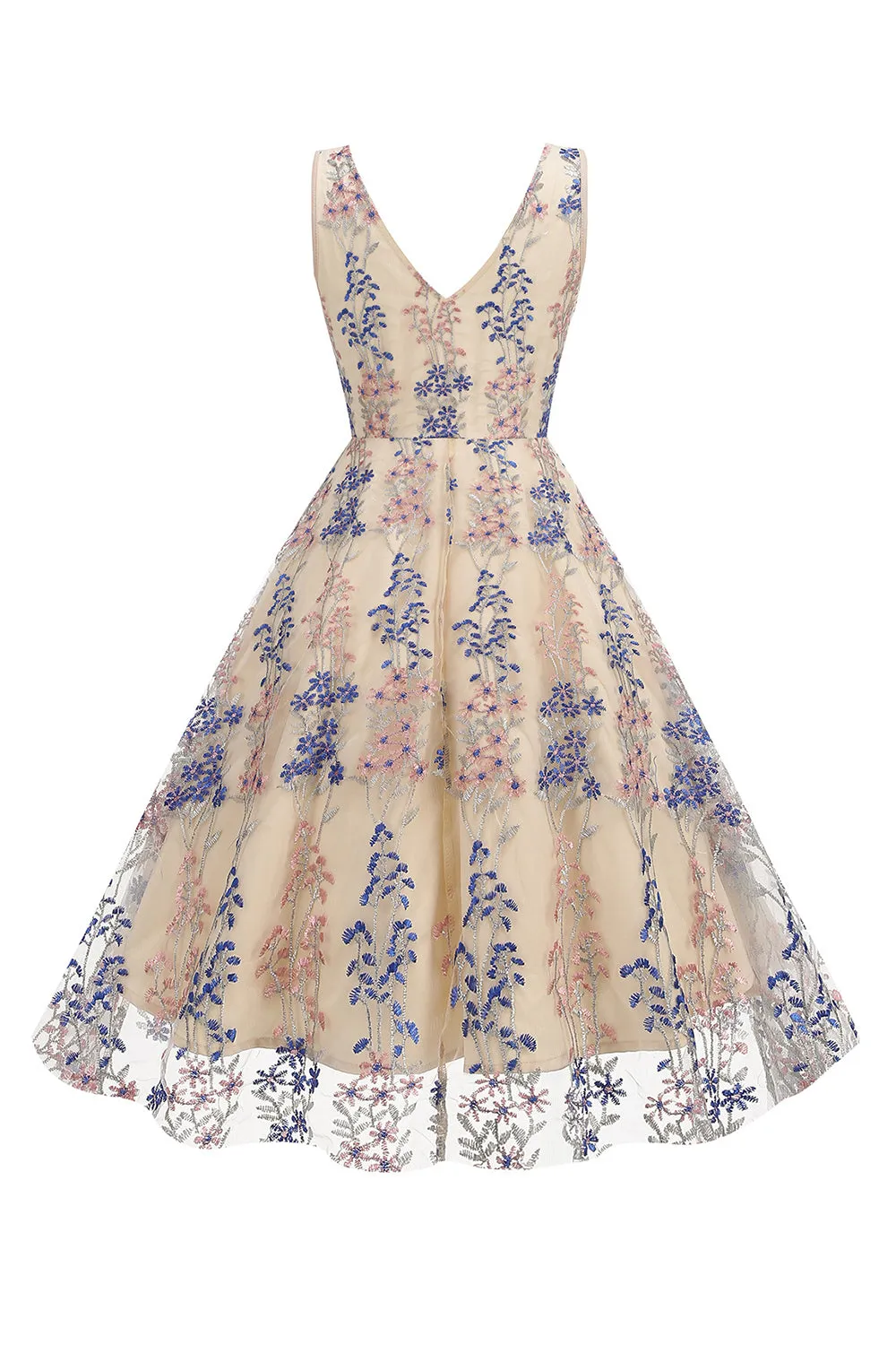 Sparkly Apricot Flower Sleeves Swing 1950s Dress sold by Zapaka product image thumbnail 2