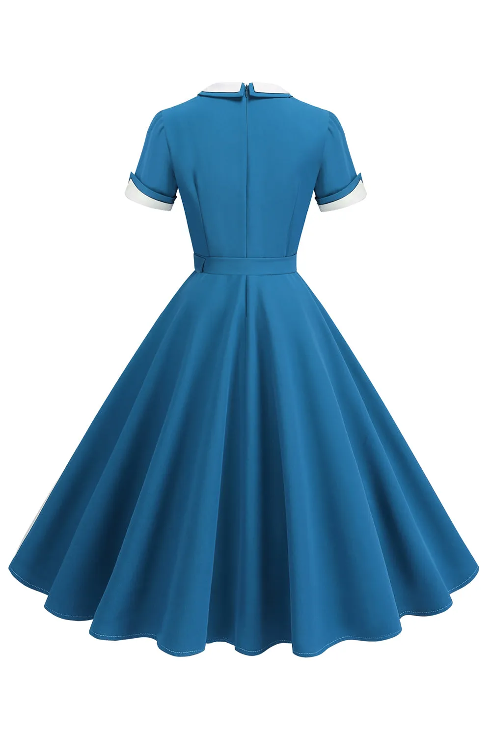 Blue Round Neck A-Line Midi 1950s Dress sold by Zapaka product image thumbnail 2