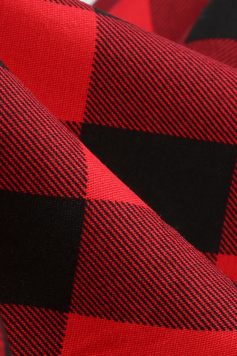 Red and Black Plaid A-Line V-Neck 1950s Dress sold by Zapaka product image thumbnail 4