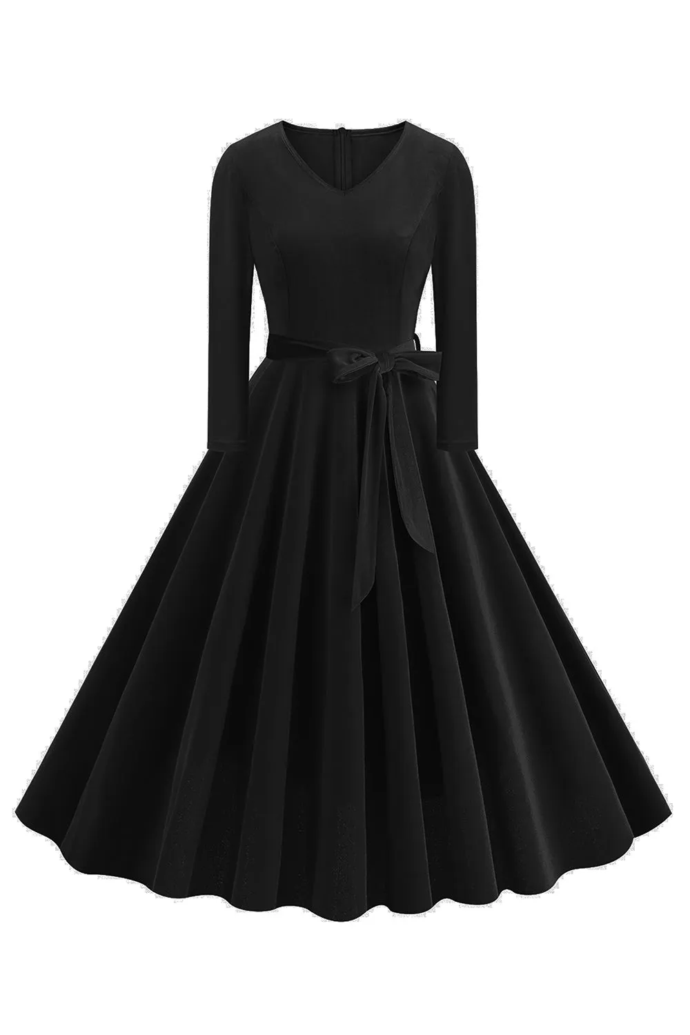 Yellow V Neck Pleated Long Sleeves 1950s Dress sold by Zapaka product image thumbnail 5