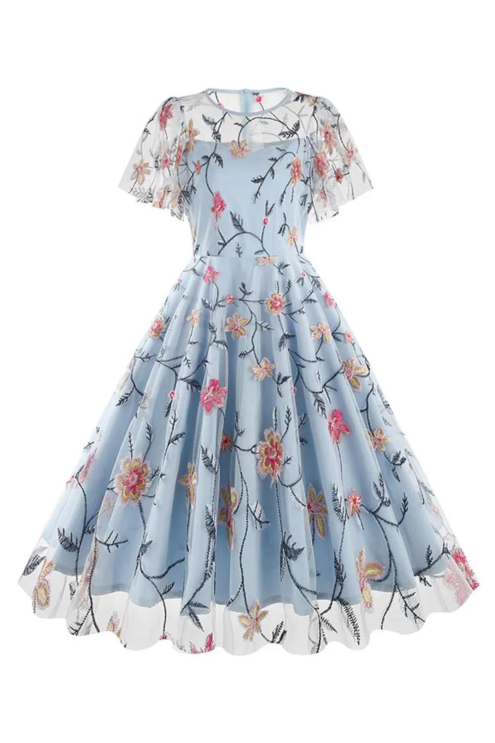 Apricot A Line Flower Short Sleeves 1950s VintageDress sold by Zapaka product image thumbnail 4