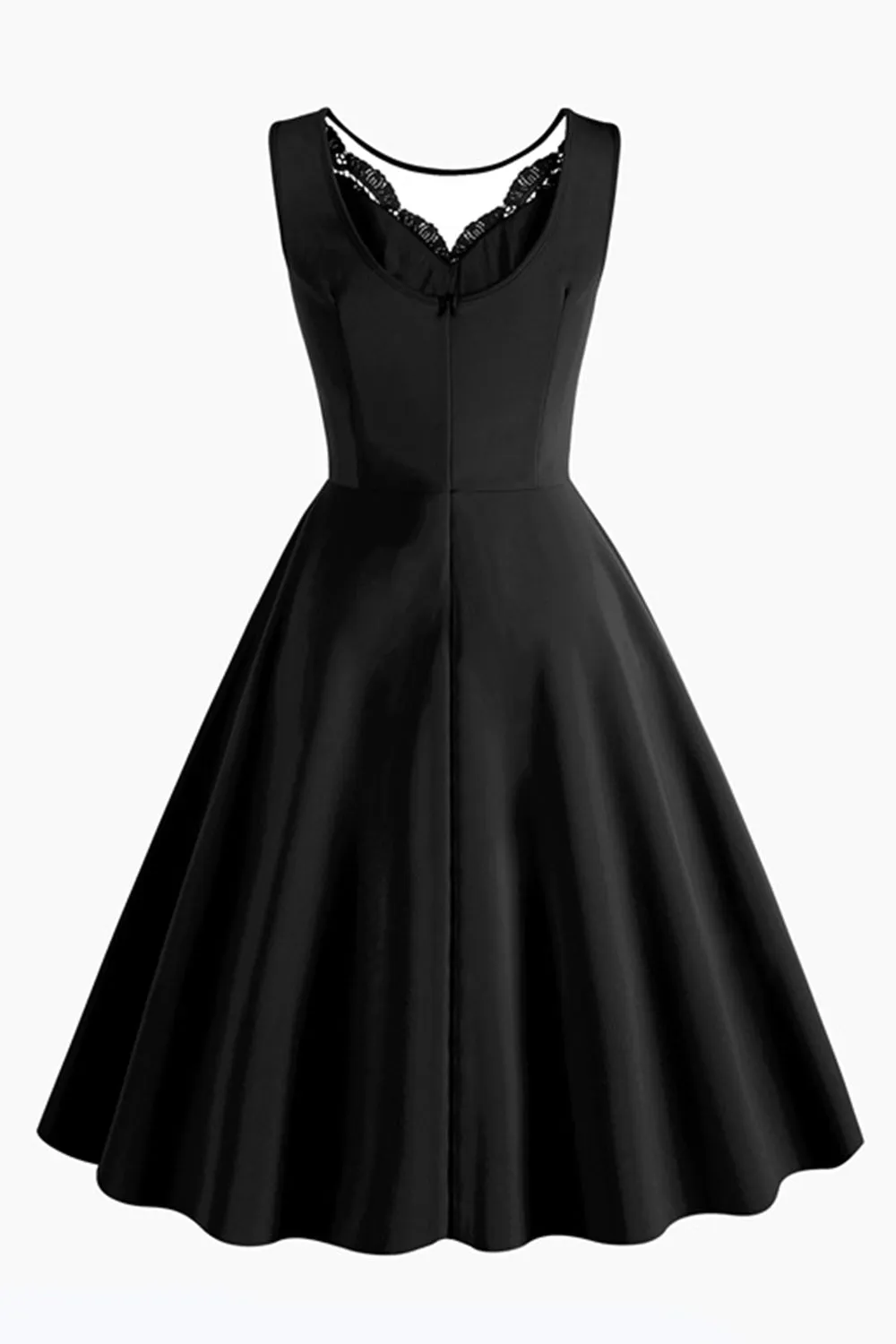 Black A Line Rufflesd V-Neck Sleeveless Vintage Dress sold by Zapaka product image thumbnail 2