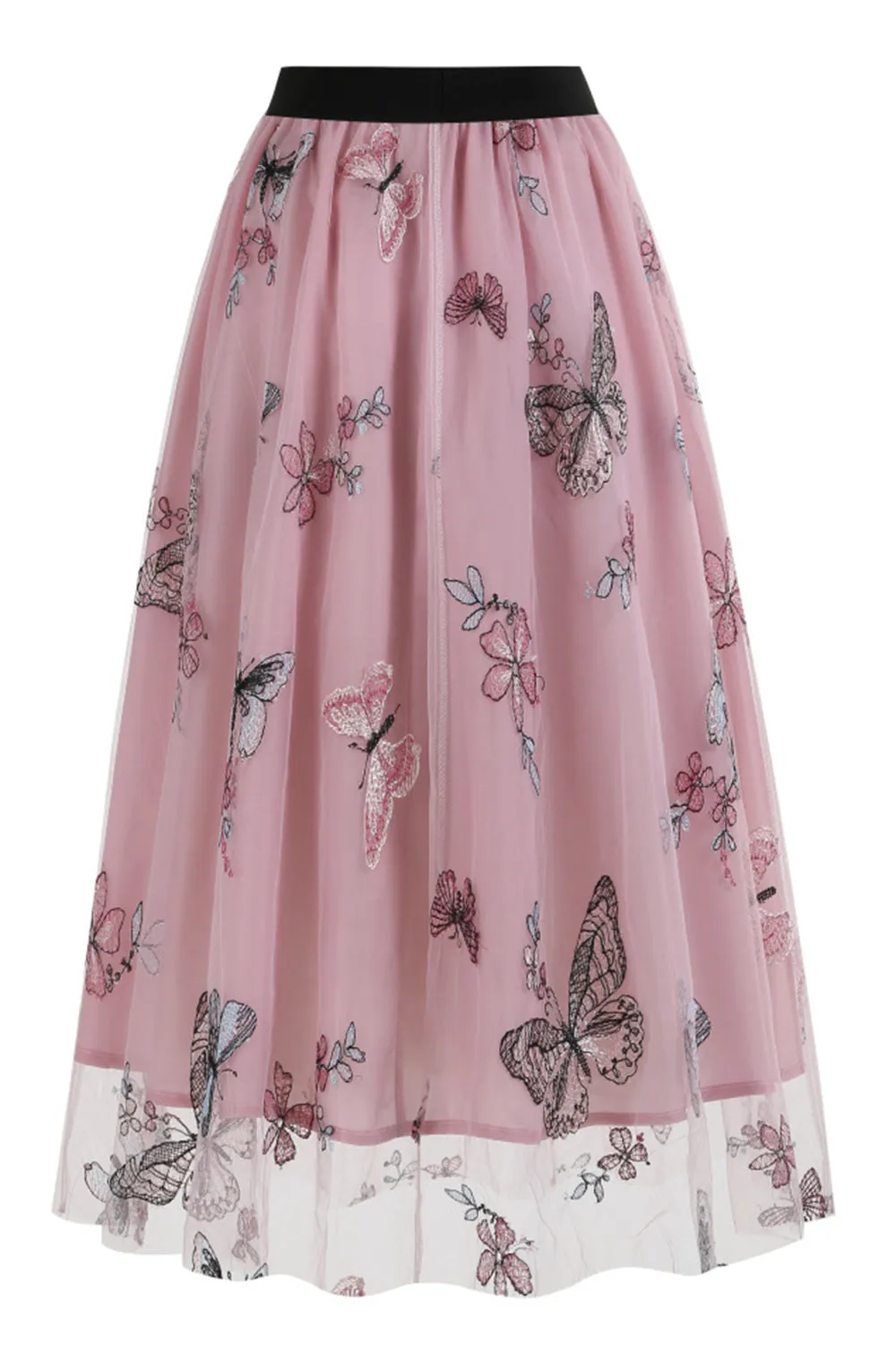 Apricot High Waist Print Chiffon Floral Loose Midi A Line Skirt sold by Zapaka product image thumbnail 4