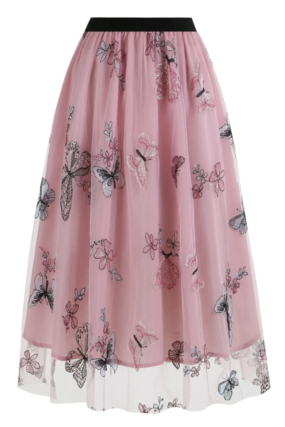 Apricot High Waist Print Chiffon Floral Loose Midi A Line Skirt sold by Zapaka product image thumbnail 5
