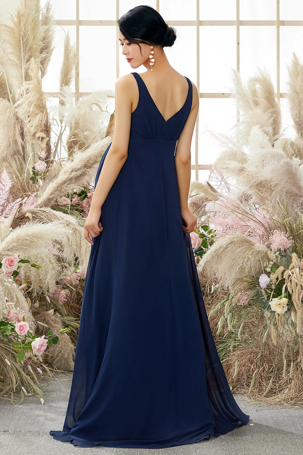 V neck Long Maternity Bridesmaid Dress sold by Zapaka product image thumbnail 2