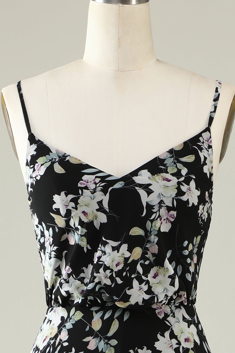 Black White Flower Boho Chiffon Bridesmaid Dress sold by Zapaka product image thumbnail 4