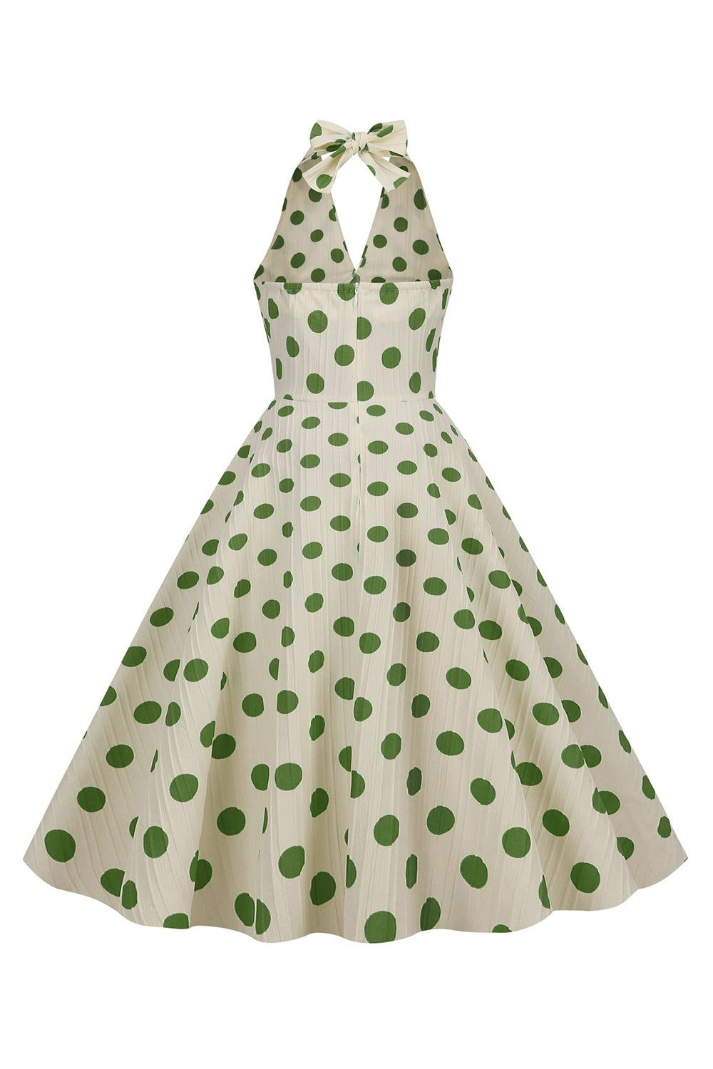 Hepburn Style Halter Neck Polka Dots Green 1950s Dress sold by Zapaka product image thumbnail 2