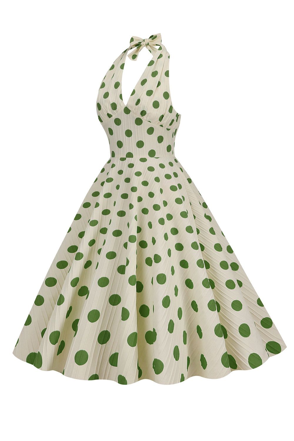 Hepburn Style Halter Neck Polka Dots Green 1950s Dress sold by Zapaka product image thumbnail 3