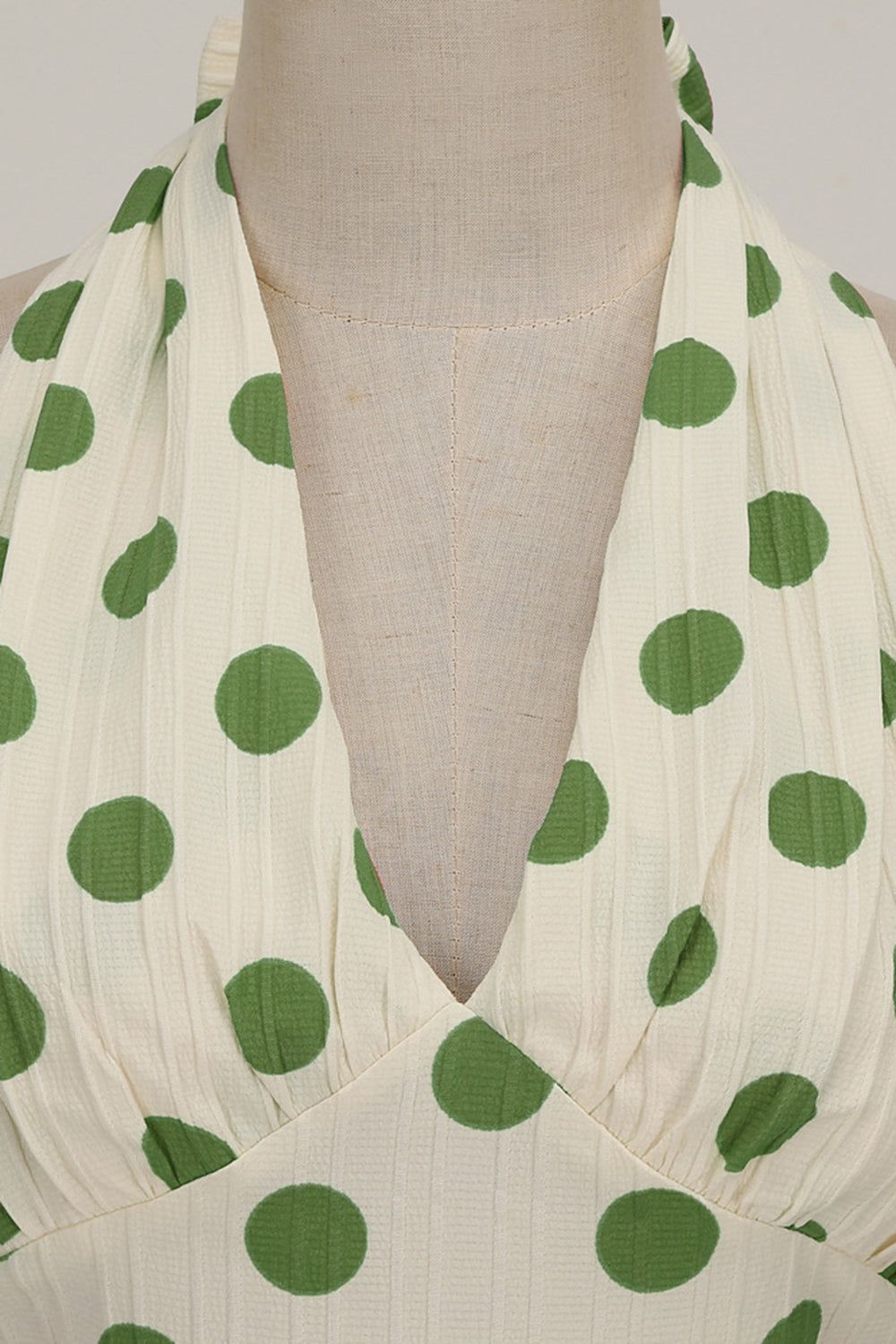 Hepburn Style Halter Neck Polka Dots Green 1950s Dress sold by Zapaka product image thumbnail 4