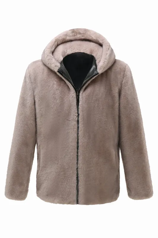 Men's Khaki Zip-Up Fleece Hoodie Winter Coat sold by Zapaka
