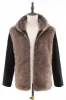 Fluffy Brown Faux Fur Short Men's Coat with Hood sold by Zapaka