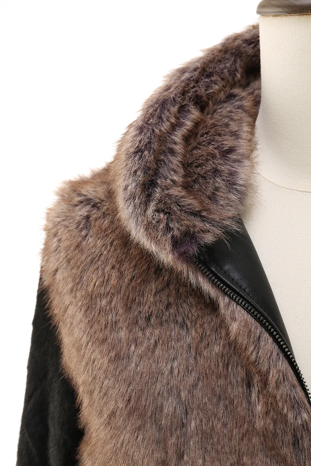 Fluffy Brown Faux Fur Short Men's Coat with Hood sold by Zapaka product image thumbnail 5