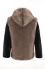 Fluffy Brown Faux Fur Short Men's Coat with Hood sold by Zapaka
