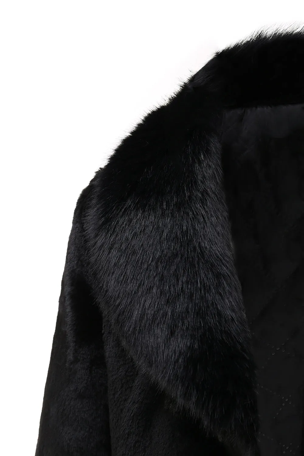 Black Men's Luxury Faux Fur Winter Long Coat sold by Zapaka product image thumbnail 4