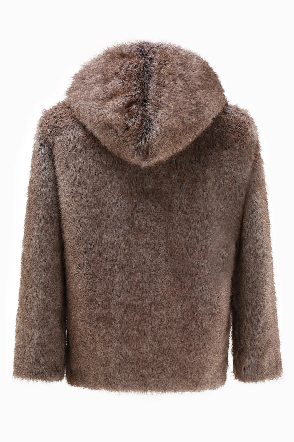 Khaki Men's Winter Faux Fur Coat Hooded sold by Zapaka product image thumbnail 2