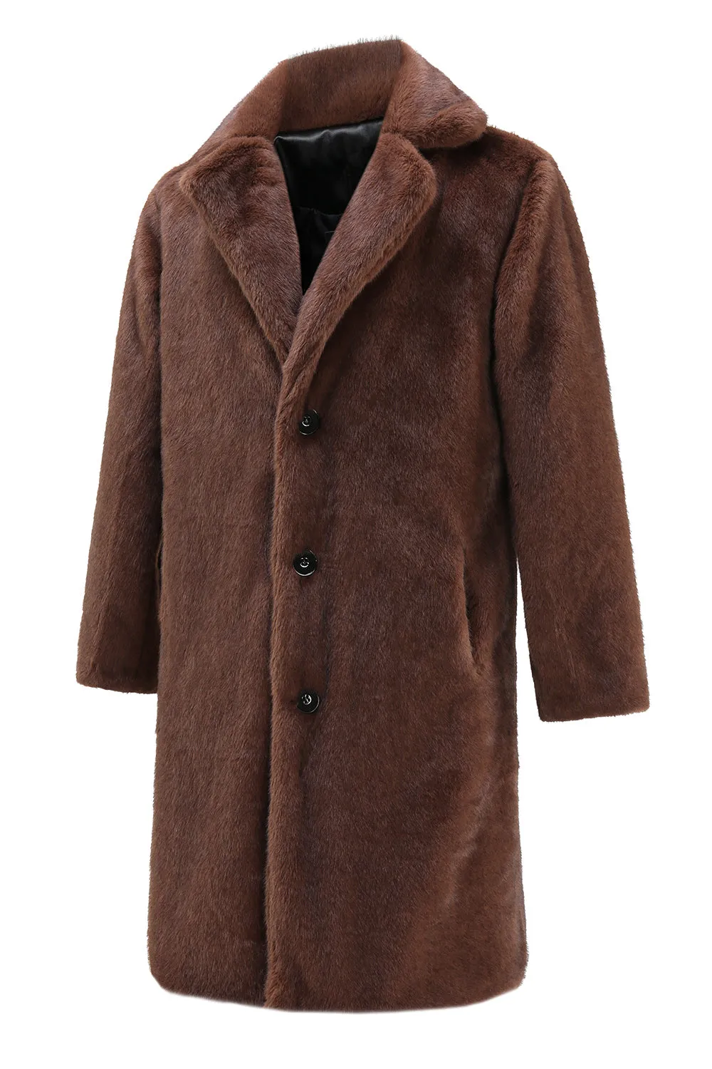Brown Nothced Lapel Long Shearling Coat for Men sold by Zapaka product image thumbnail 3