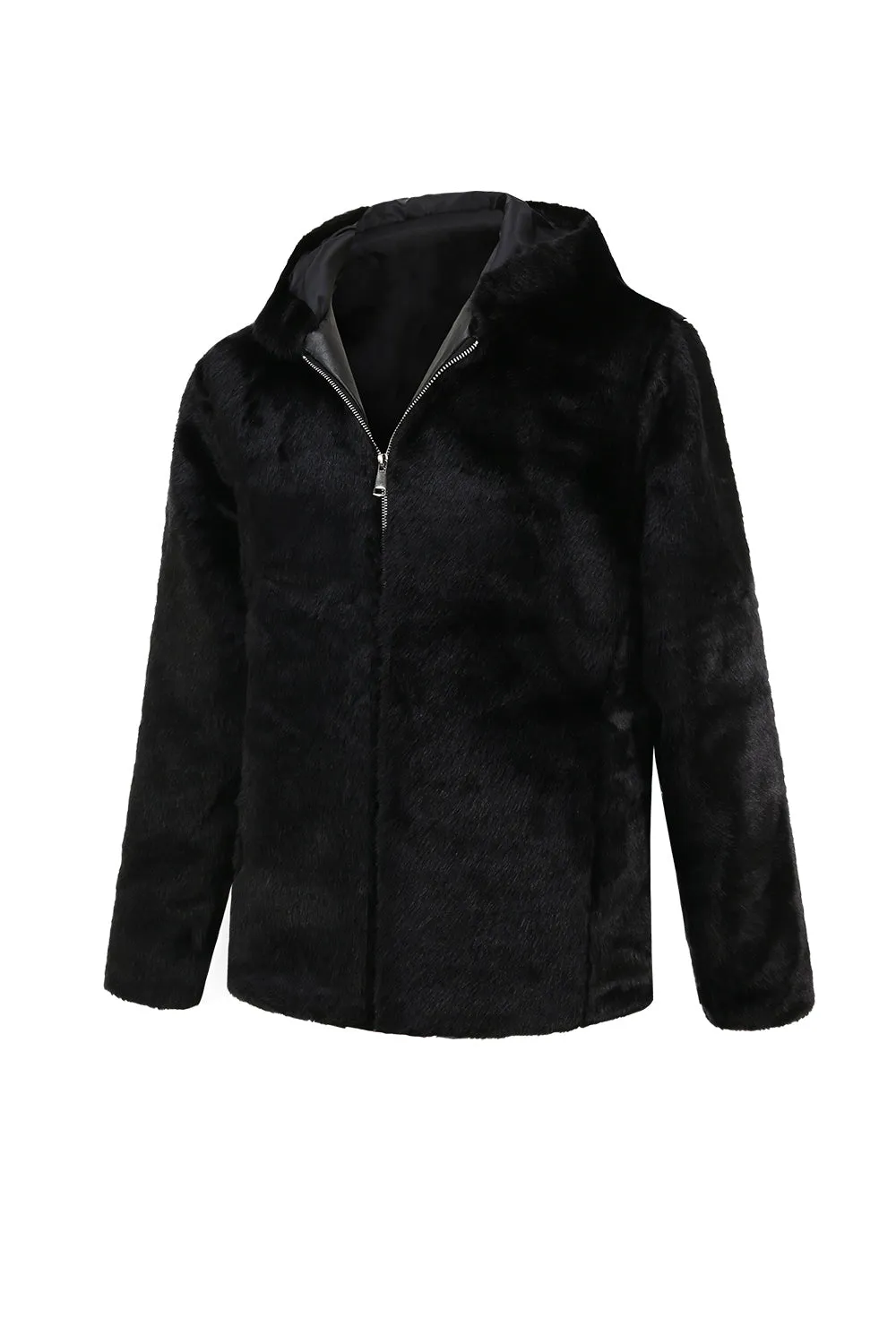 Faux Fur Winter Thickened Luxury Men's Coat with Hood sold by Zapaka product image thumbnail 3