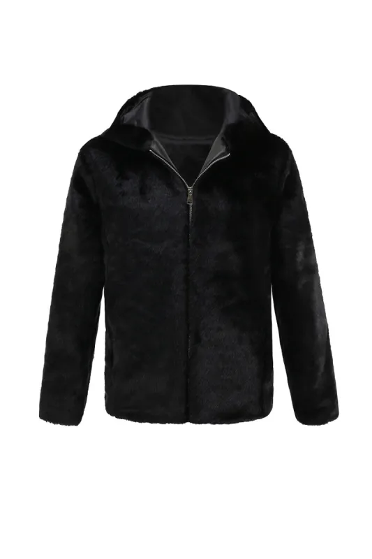 Faux Fur Winter Thickened Luxury Men's Coat with Hood sold by Zapaka