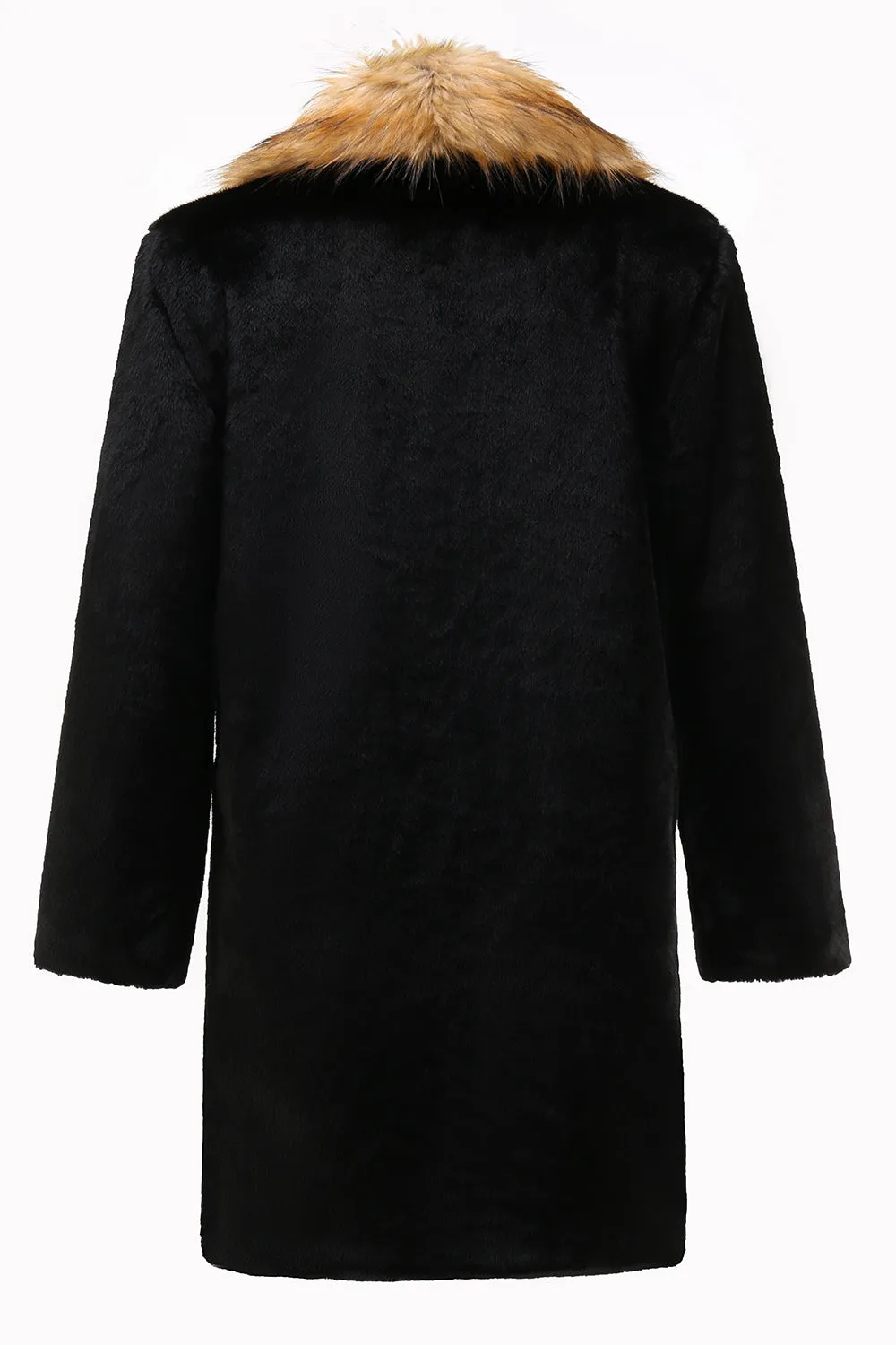 Fluffy Black Shawl Lapel Faux Fur long Men Coat sold by Zapaka product image thumbnail 2