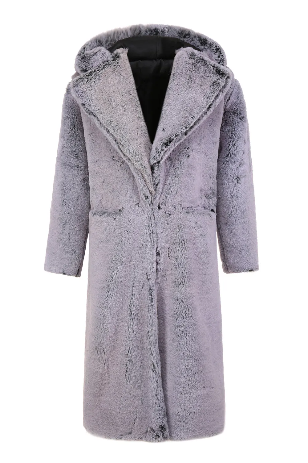 Grey Hooded Long Faux Fur Winter Men's Coat sold by Zapaka