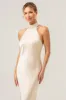 Champagne Sheath Halter Long Bridesmaid Dress With Slit sold by Zapaka