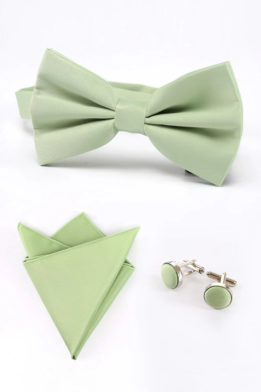 Light Green Men's 3-Piece Accessory Set (Bow Tie, Pocket Square, Pin) sold by Zapaka