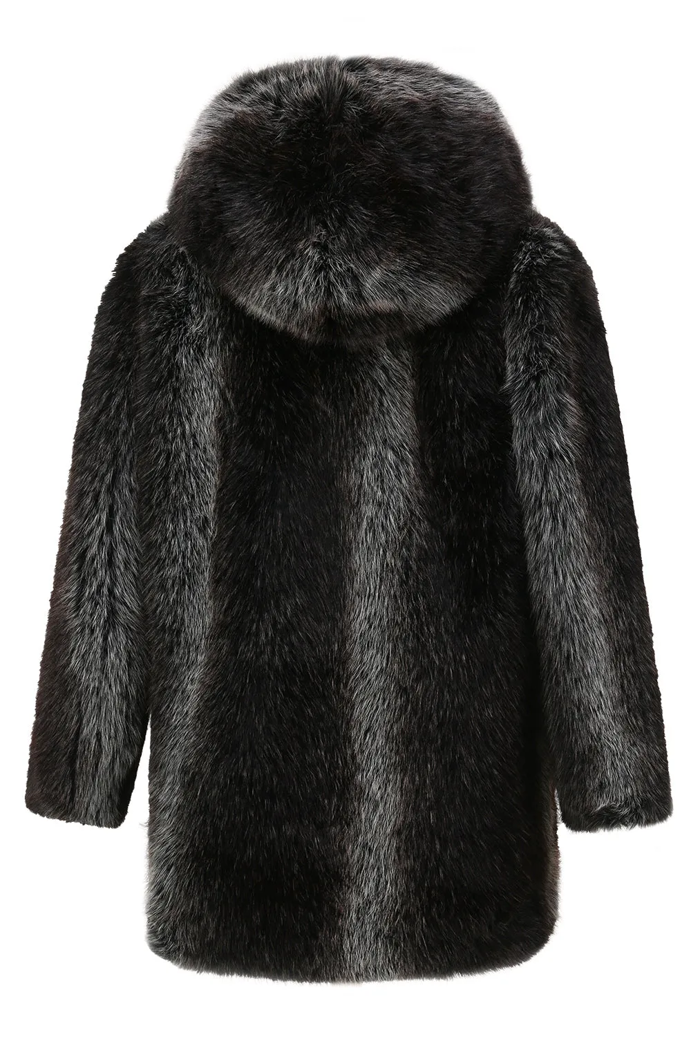 Black Winter Puffy Long Sleeve Hooded Faux Fur Men's Coat sold by Zapaka product image thumbnail 2