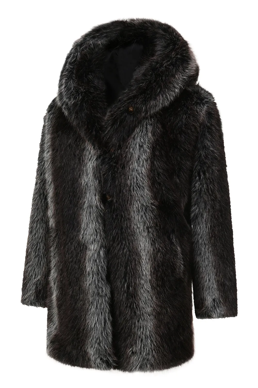 Black Winter Puffy Long Sleeve Hooded Faux Fur Men's Coat sold by Zapaka product image thumbnail 3