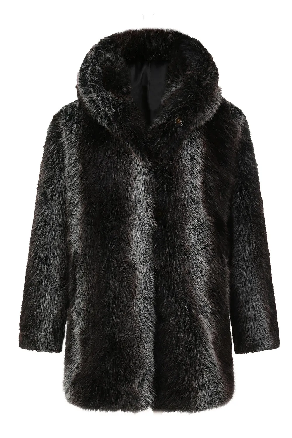Black Winter Puffy Long Sleeve Hooded Faux Fur Men's Coat sold by Zapaka