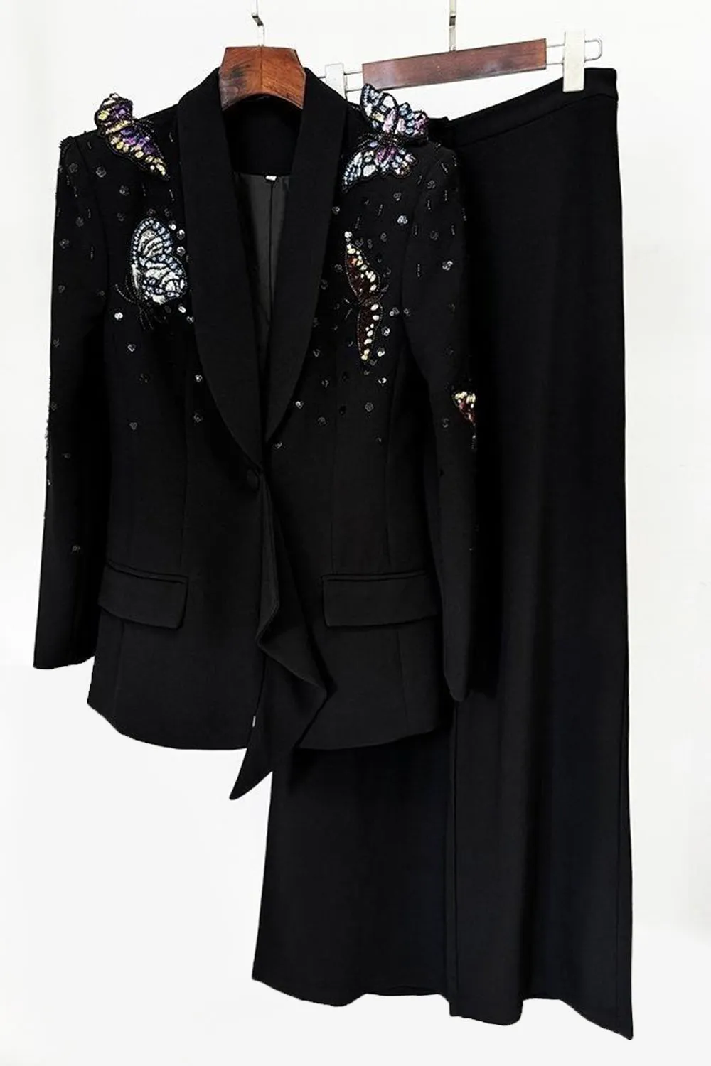 Black Shawl Lapel 2 Pieces Women Suits with Butterflies sold by Zapaka product image thumbnail 3