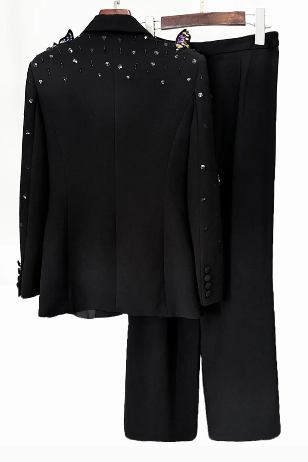 Black Shawl Lapel 2 Pieces Women Suits with Butterflies sold by Zapaka product image thumbnail 4
