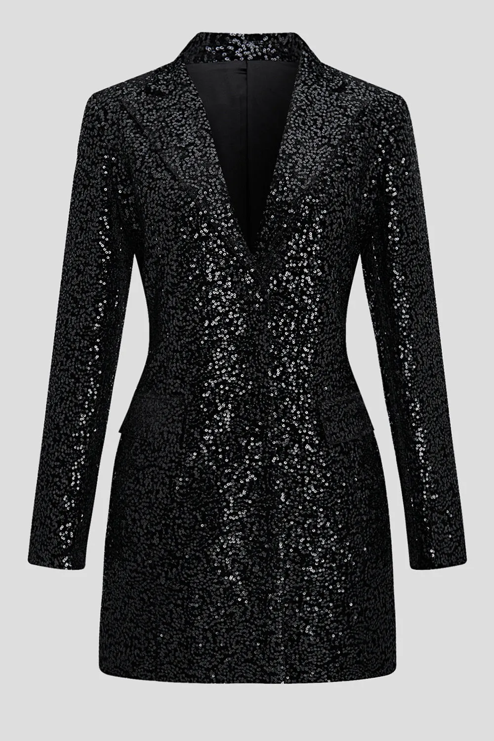 Sparkly Sequins Black Long Sleeves Blazer sold by Zapaka