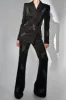 Sparkly Black Peak Lapel Women Suits sold by Zapaka