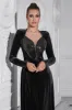 Sparkly A Line Velvet Long Prom Dress with Long Sleeves sold by Zapaka