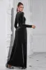 Sparkly A Line Velvet Long Prom Dress with Long Sleeves sold by Zapaka