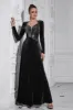 Sparkly A Line Velvet Long Prom Dress with Long Sleeves sold by Zapaka