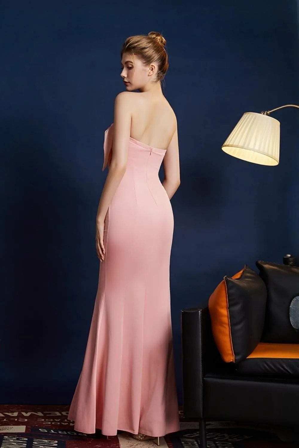 Pink Mermaid Strapless Long Prom Dress with Bow sold by Zapaka product image thumbnail 2