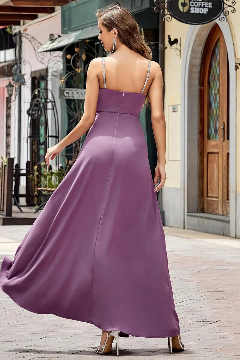 Purple Bodycon Spaghetti Straps Long Prom Dress with Split sold by Zapaka product image thumbnail 2