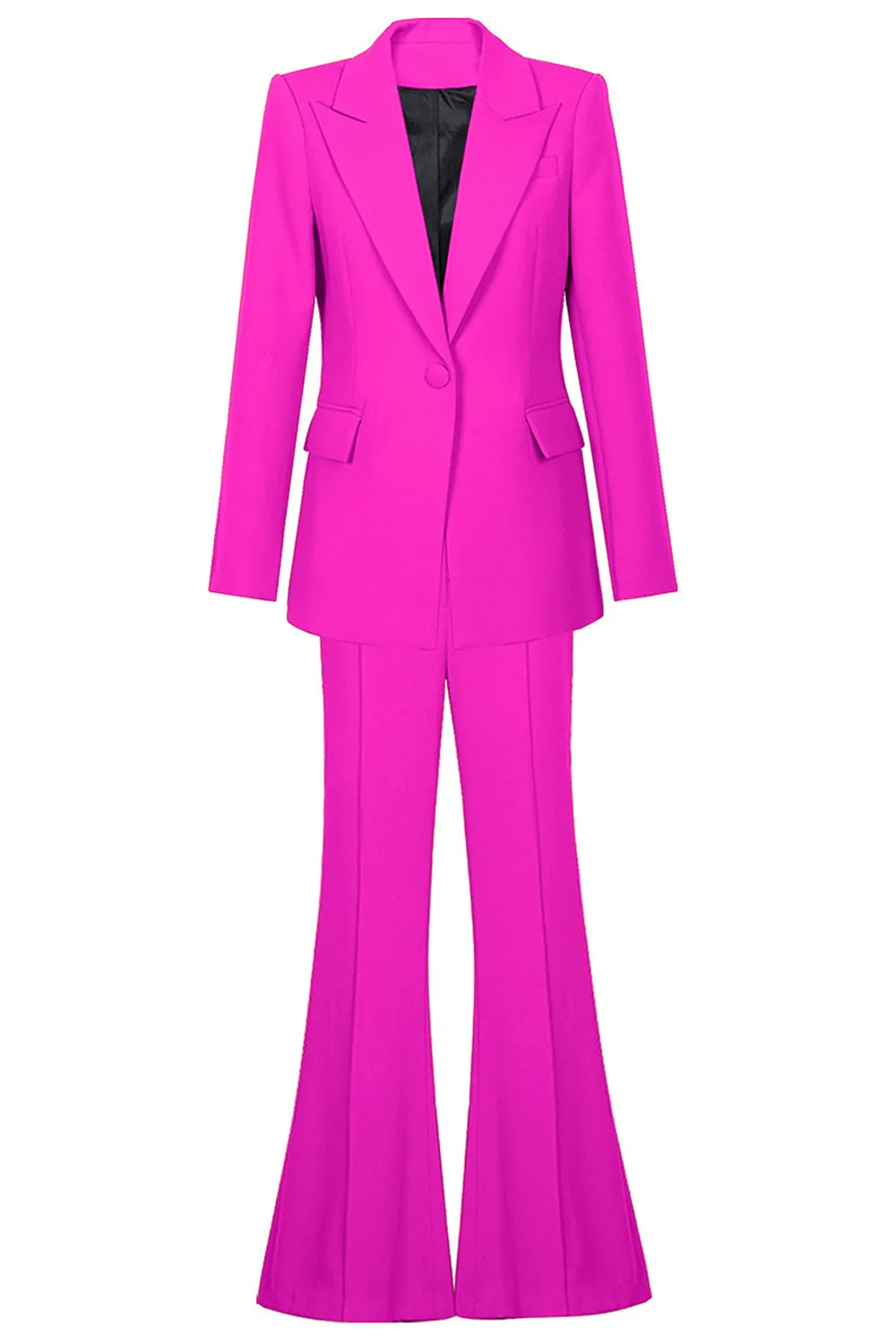 Fuchsia One Button Peak Lapel Women Suits sold by Zapaka